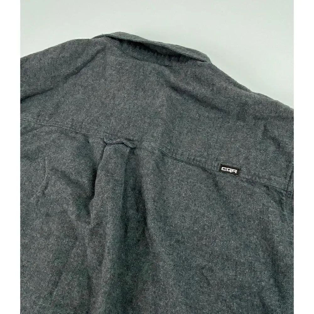 CQR Tactical Series Cotton Flannel Long Sleeve Button Shirt Mens 2XL Gray Brown